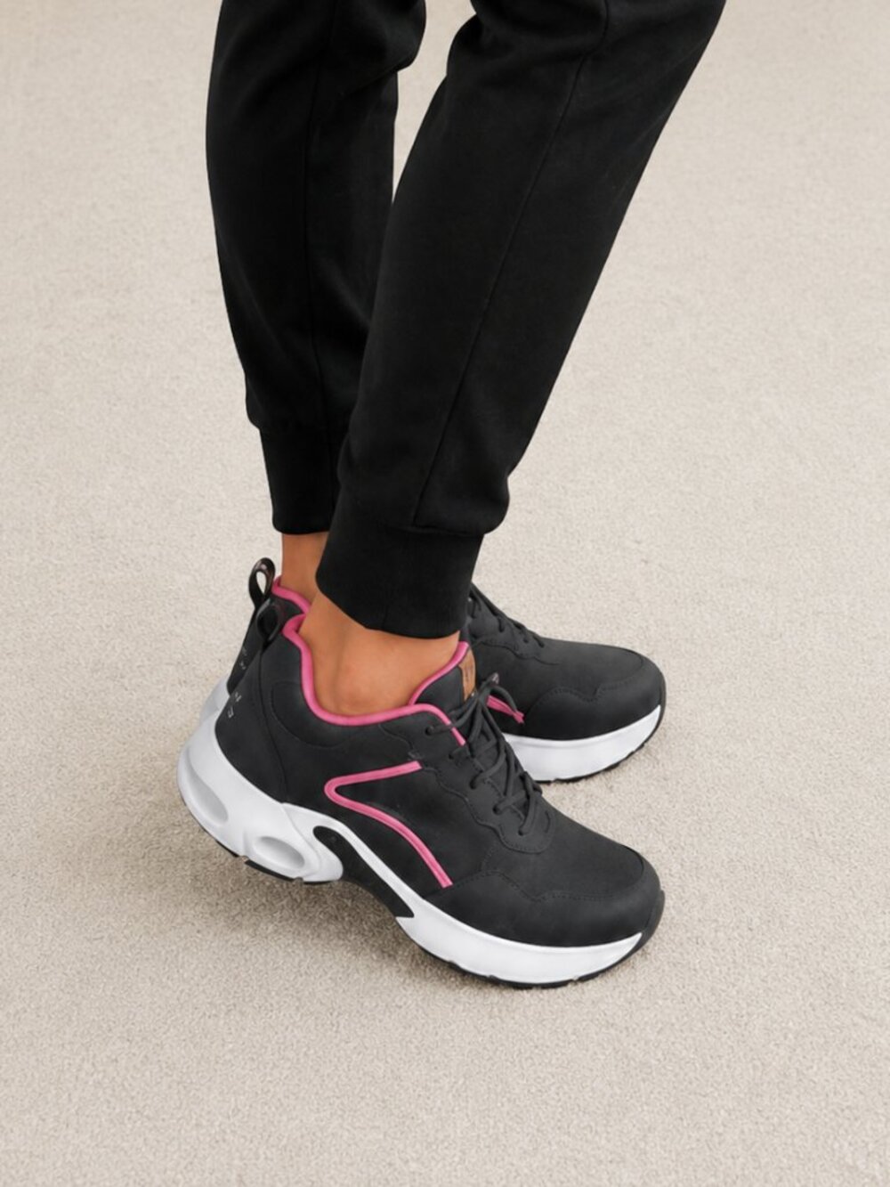 DYKHMILY Women's Steel Toe Work Shoes Size 6.5 Black Pink Safety Sneakers